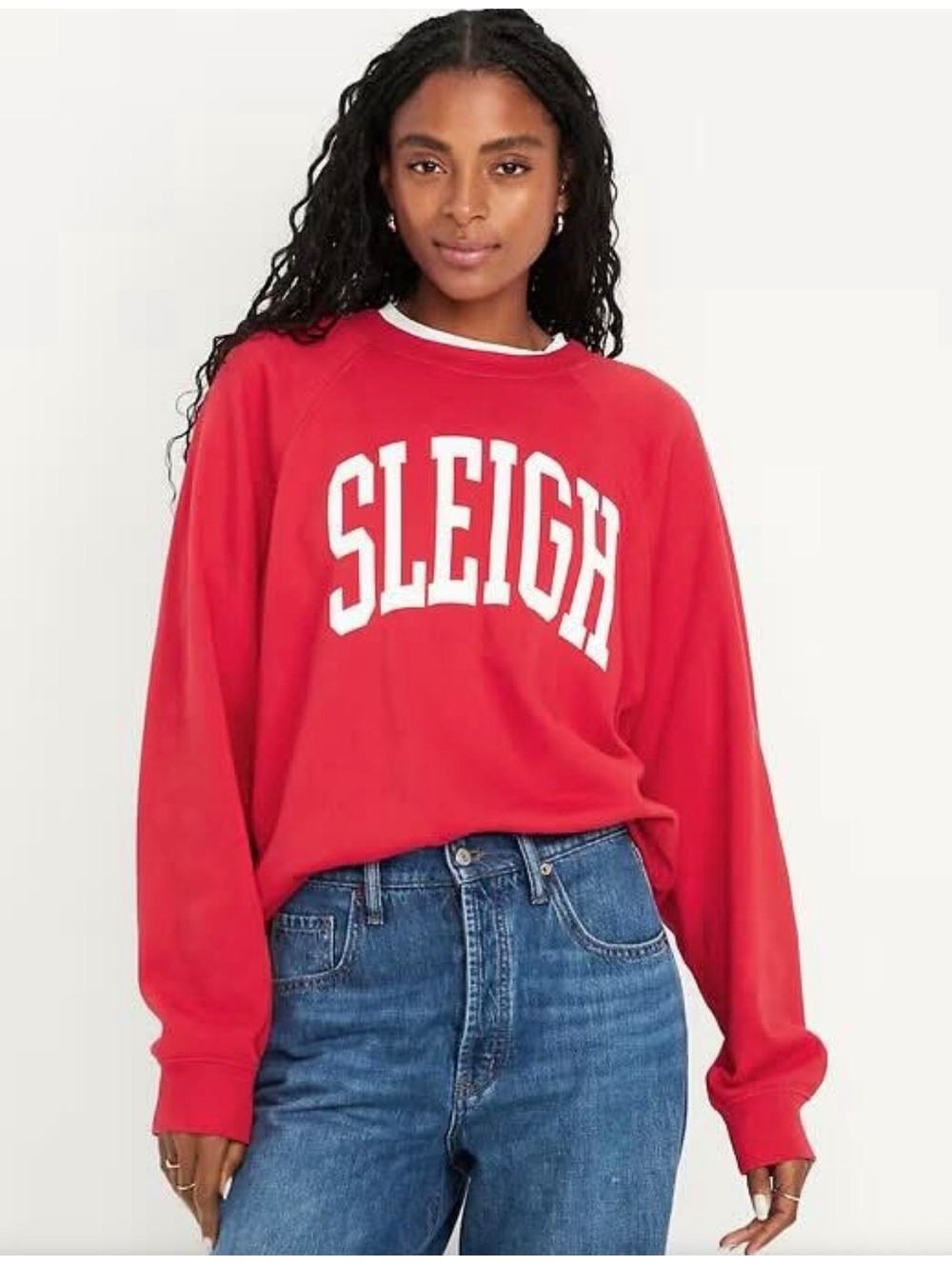 Old Navy Red Sleigh Graphic SoComfy Christmas Sweatshirt Top